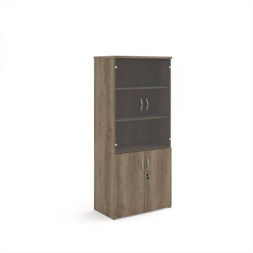 Universal combination unit with glass upper doors 1790mm high with 4 shelves - Nebraska Oak - R1790COMNO