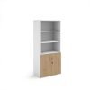 Duo combination unit with open top 1790mm high with 4 shelves - White with Kendal Oak lower doors - R1790OPD-WHKO
