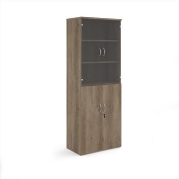 Universal combination unit with glass upper doors 2140mm high with 5 shelves - Nebraska Oak - R2140COMNO