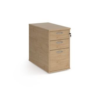 Desk high 3 drawer pedestal with silver handles 800mm deep - Kendal Oak - R25DH8KO