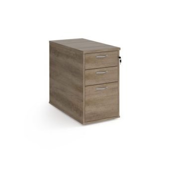 Desk high 3 drawer pedestal with silver handles 800mm deep - Nebraska Oak - R25DH8NO