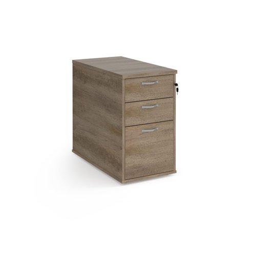Desk high 3 drawer pedestal with silver handles 800mm deep - Nebraska Oak - R25DH8NO