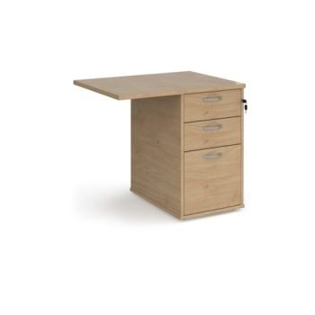 Desk high 3 drawer pedestal 600mm deep with 800mm flyover top - Kendal Oak - R25EP8KO