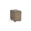 Mobile 2 drawer pedestal with silver handles 600mm deep - Nebraska Oak - R2MNO