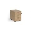 Mobile 3 drawer pedestal with silver handles 600mm deep - Kendal Oak - R3MKO