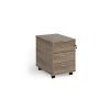 Mobile 3 drawer pedestal with silver handles 600mm deep - Nebraska Oak - R3MNO