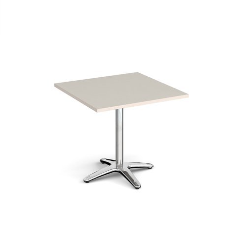 Roma square dining table with 4 leg chrome base 800mm - Light Grey - RDS800-LG