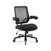 Reiki low back heavy duty mesh chair with adjustable arms and fabric seat - REI300T1-K
