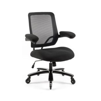 Reiki low back heavy duty mesh chair with adjustable arms and fabric seat - REI300T1-K