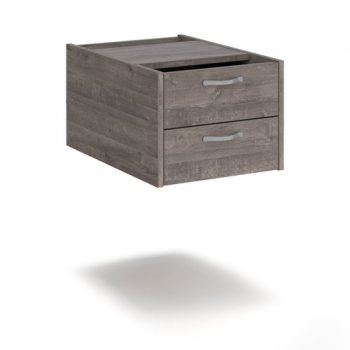 Maestro 25 shallow 2 drawer fixed pedestal for 600mm deep desks - Grey Oak - S2FGO
