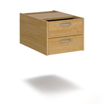 Maestro 25 shallow 2 drawer fixed pedestal for 600mm deep desks - oak - S2FO
