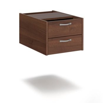 Maestro 25 shallow 2 drawer fixed pedestal for 600mm deep desks - Walnut - S2FW