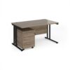 Maestro 25 straight desk 1400mm x 800mm with black cantilever frame and 3 drawer pedestal - Nebraska Oak - SBK314NO