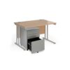 Maestro 25 bundle straight 1200 desk silver leg frame and silver steel ped - Beech - SBS12B
