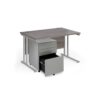 Maestro 25 bundle straight 1200 desk silver leg frame and silver steel ped - Grey Oak - SBS12GO