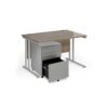 Maestro 25 bundle straight 1200 desk silver leg frame and silver steel ped - Nebraska Oak - SBS12NO