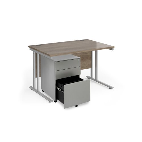 Maestro 25 bundle straight 1200 desk silver leg frame and silver steel ped - Nebraska Oak - SBS12NO