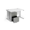 Maestro 25 bundle straight 1200 desk silver leg frame and silver steel ped - White - SBS12WH