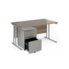Maestro 25 bundle straight 1400 desk silver leg frame and silver steel ped - Nebraska Oak - SBS14NO