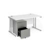 Maestro 25 bundle straight 1400 desk silver leg frame and silver steel ped - White - SBS14WH