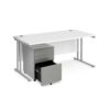 Maestro 25 bundle straight 1600 desk silver leg frame and silver steel ped - White - SBS16WH