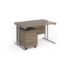 Maestro 25 straight desk 1200mm x 800mm with silver cantilever frame and 3 drawer pedestal - Nebraska Oak - SBS312NO
