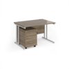 Maestro 25 straight desk 1200mm x 800mm with white cantilever frame and 3 drawer pedestal - Nebraska Oak - SBWH312NO