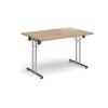 Rectangular folding leg table with chrome legs and straight foot rails 1200mm x 800mm - Kendal Oak - SFL1200-C-KO