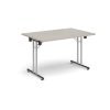 Rectangular folding leg table with chrome legs and straight foot rails 1200mm x 800mm - Light Grey - SFL1200-C-LG