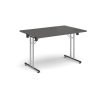 Rectangular folding leg table with chrome legs and straight foot rails 1200mm x 800mm - Onyx Grey - SFL1200-C-OG
