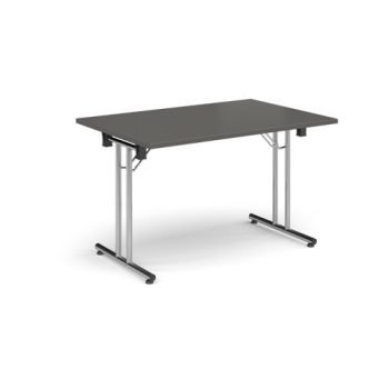 Rectangular folding leg table with chrome legs and straight foot rails 1200mm x 800mm - Onyx Grey - SFL1200-C-OG