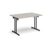 Rectangular folding leg table with black legs and straight foot rails 1200mm x 800mm - Light Grey - SFL1200-K-LG