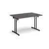 Rectangular folding leg table with black legs and straight foot rails 1200mm x 800mm - Onyx Grey - SFL1200-K-OG