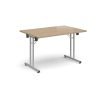 Rectangular folding leg table with silver legs and straight foot rails 1200mm x 800mm - Kendal Oak - SFL1200-S-KO