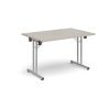 Rectangular folding leg table with silver legs and straight foot rails 1200mm x 800mm - Light Grey - SFL1200-S-LG