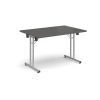 Rectangular folding leg table with silver legs and straight foot rails 1200mm x 800mm - Onyx Grey - SFL1200-S-OG