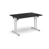 Rectangular folding leg table with white legs and straight foot rails 1200mm x 800mm - Black - SFL1200-WH-BK