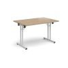 Rectangular folding leg table with white legs and straight foot rails 1200mm x 800mm - Kendal Oak - SFL1200-WH-KO
