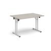 Rectangular folding leg table with white legs and straight foot rails 1200mm x 800mm - Light Grey - SFL1200-WH-LG