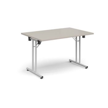 Rectangular folding leg table with white legs and straight foot rails 1200mm x 800mm - Light Grey - SFL1200-WH-LG