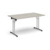 Rectangular folding leg table with chrome legs and straight foot rails 1400mm x 800mm - Light Grey - SFL1400-C-LG