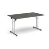 Rectangular folding leg table with chrome legs and straight foot rails 1400mm x 800mm - Onyx Grey - SFL1400-C-OG