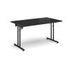 Rectangular folding leg table with black legs and straight foot rails 1400mm x 800mm - Black - SFL1400-K-BK