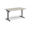 Rectangular folding leg table with black legs and straight foot rails 1400mm x 800mm - Light Grey - SFL1400-K-LG