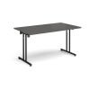 Rectangular folding leg table with black legs and straight foot rails 1400mm x 800mm - Onyx Grey - SFL1400-K-OG