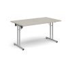 Rectangular folding leg table with silver legs and straight foot rails 1400mm x 800mm - Light Grey - SFL1400-S-LG