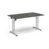 Rectangular folding leg table with silver legs and straight foot rails 1400mm x 800mm - Onyx Grey - SFL1400-S-OG