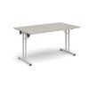 Rectangular folding leg table with white legs and straight foot rails 1400mm x 800mm - Light Grey - SFL1400-WH-LG