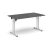 Rectangular folding leg table with white legs and straight foot rails 1400mm x 800mm - Onyx Grey - SFL1400-WH-OG