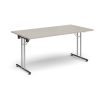 Rectangular folding leg table with chrome legs and straight foot rails 1600mm x 800mm - Light Grey - SFL1600-C-LG